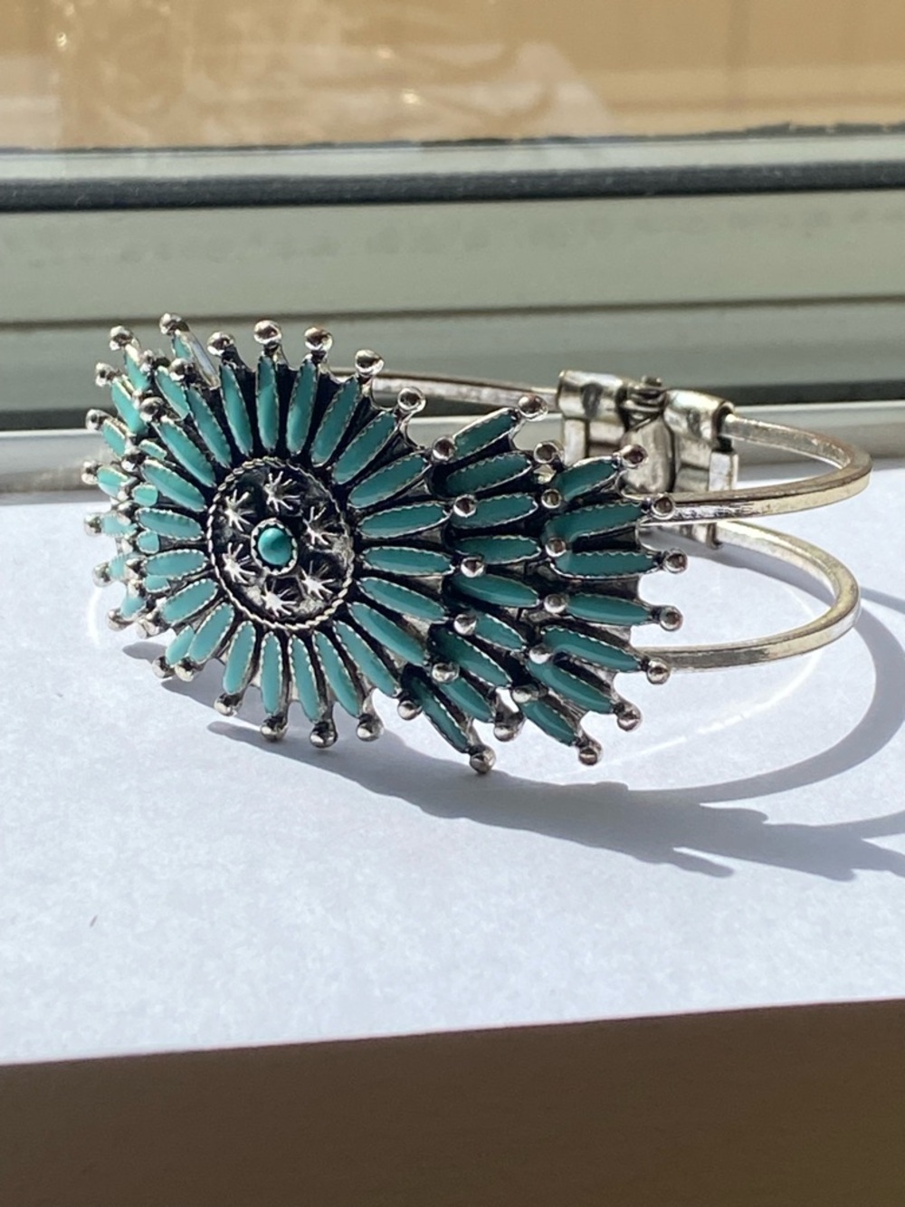 Turquoise Sunburst Cuff Bracelet - Picture 4 of 10